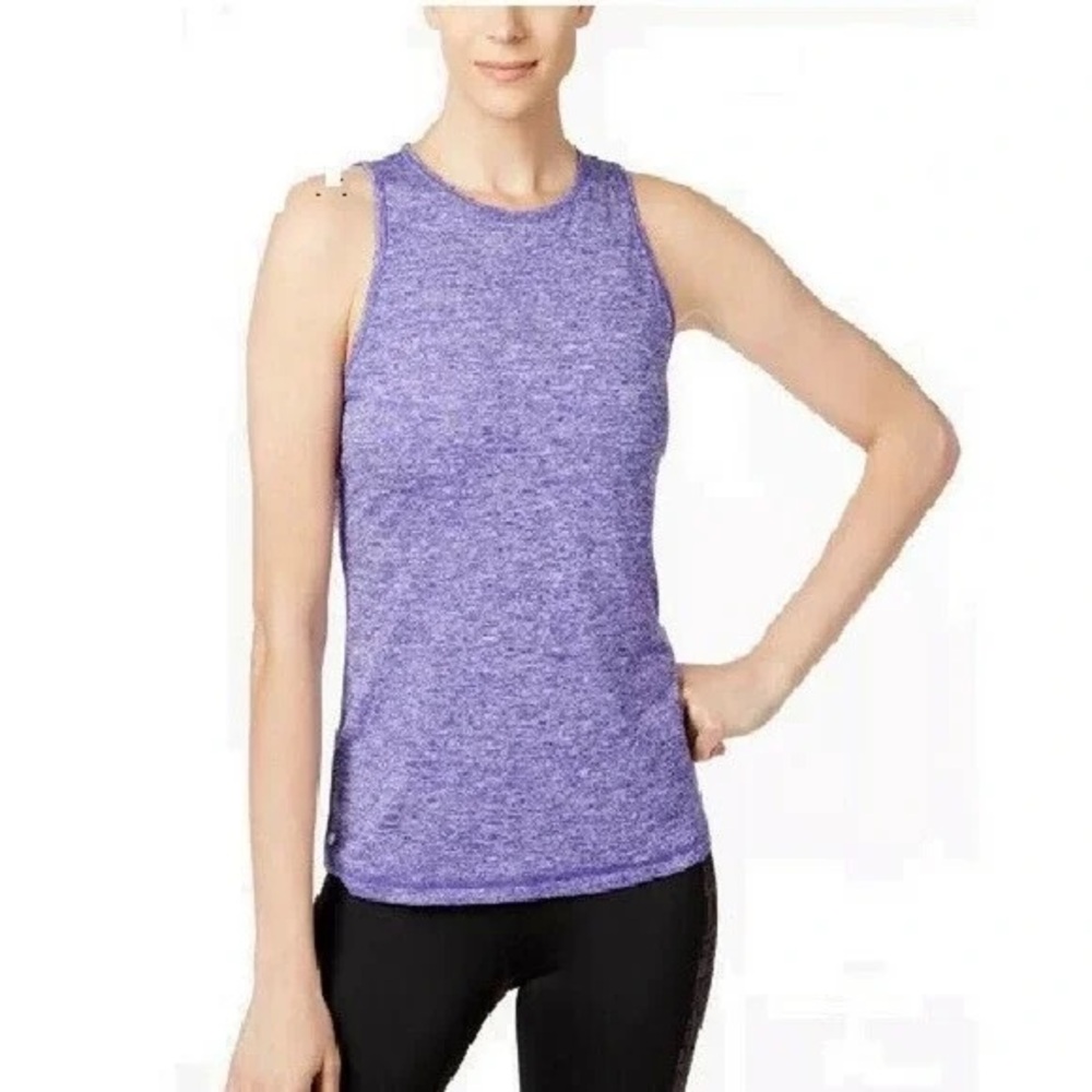 NEW Ideology Heathered Purple Tank Top Keyhole Back